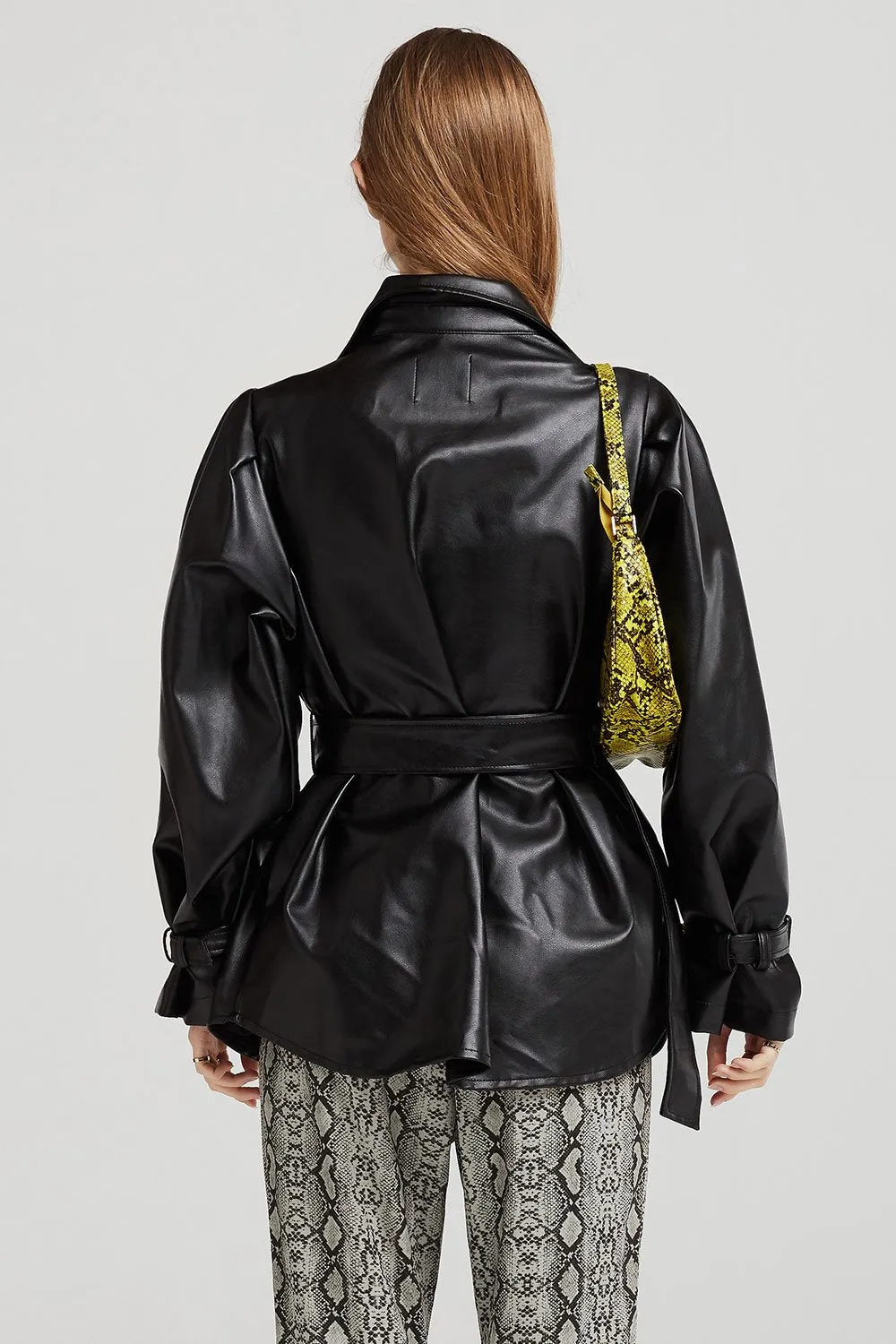 Abigail Oversized Pleather Shirt Jacket