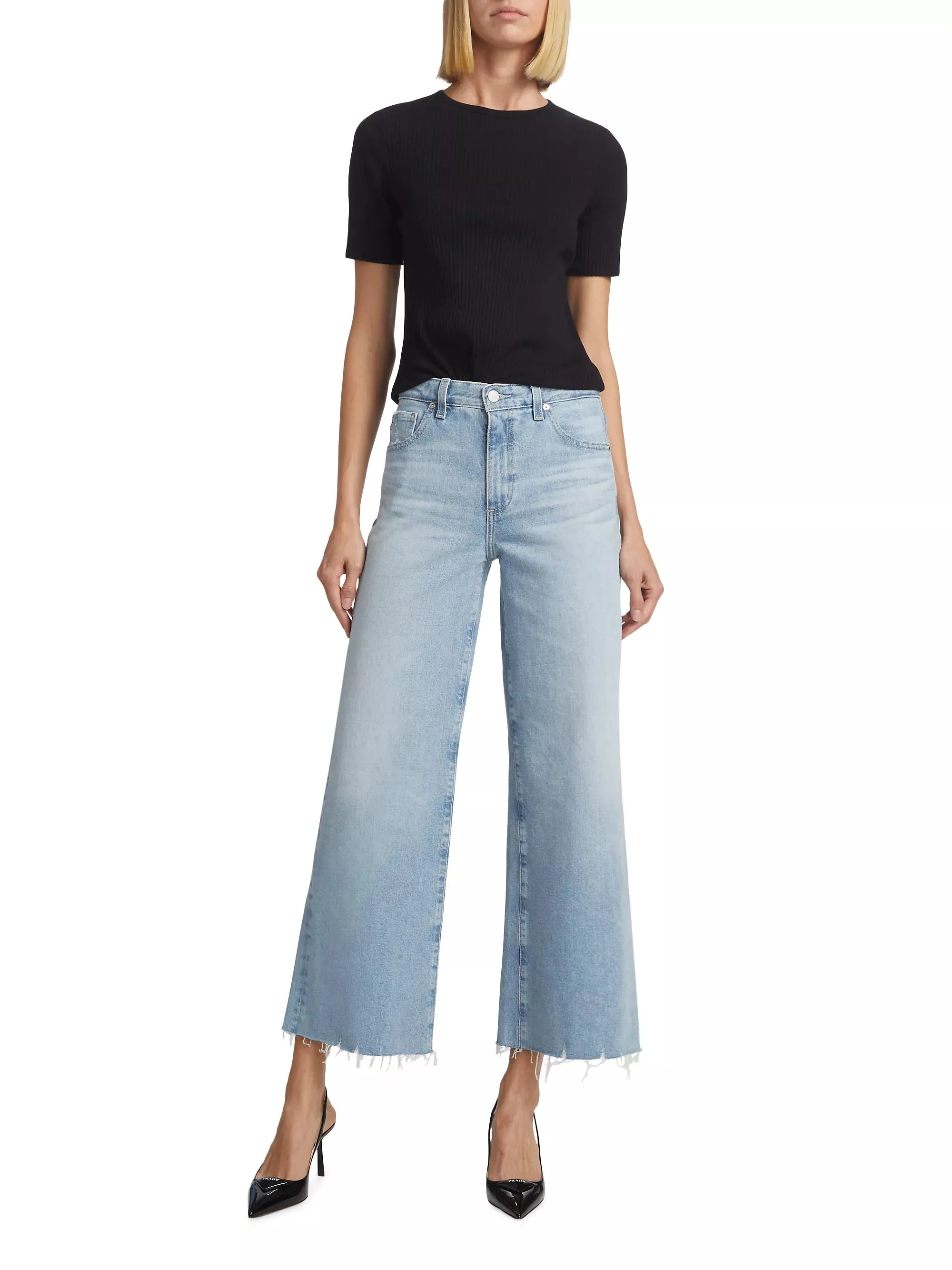 AG Saige Wide Leg Crop Denim in Chateau