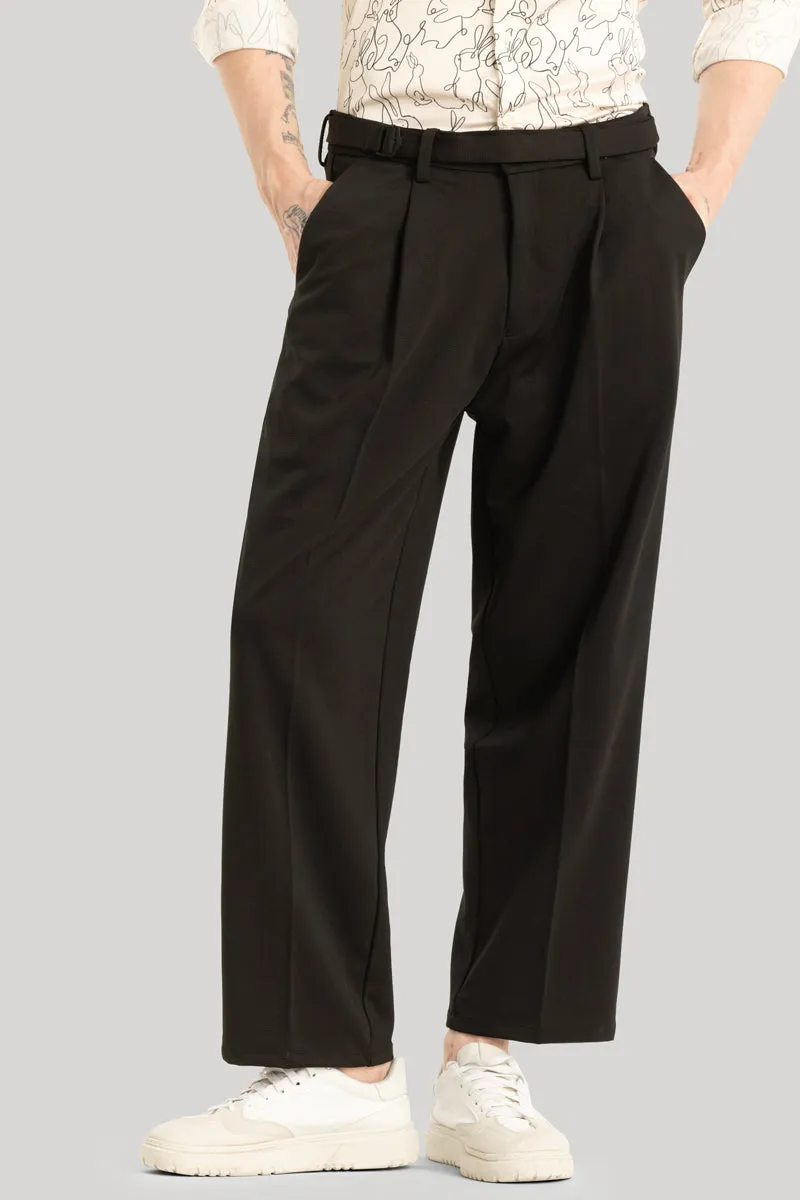 Alessio Black Plain Relaxed Fit Korean Trousers