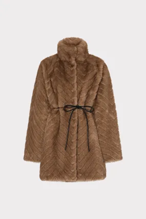 Amia Chevron Faux Fur Coat