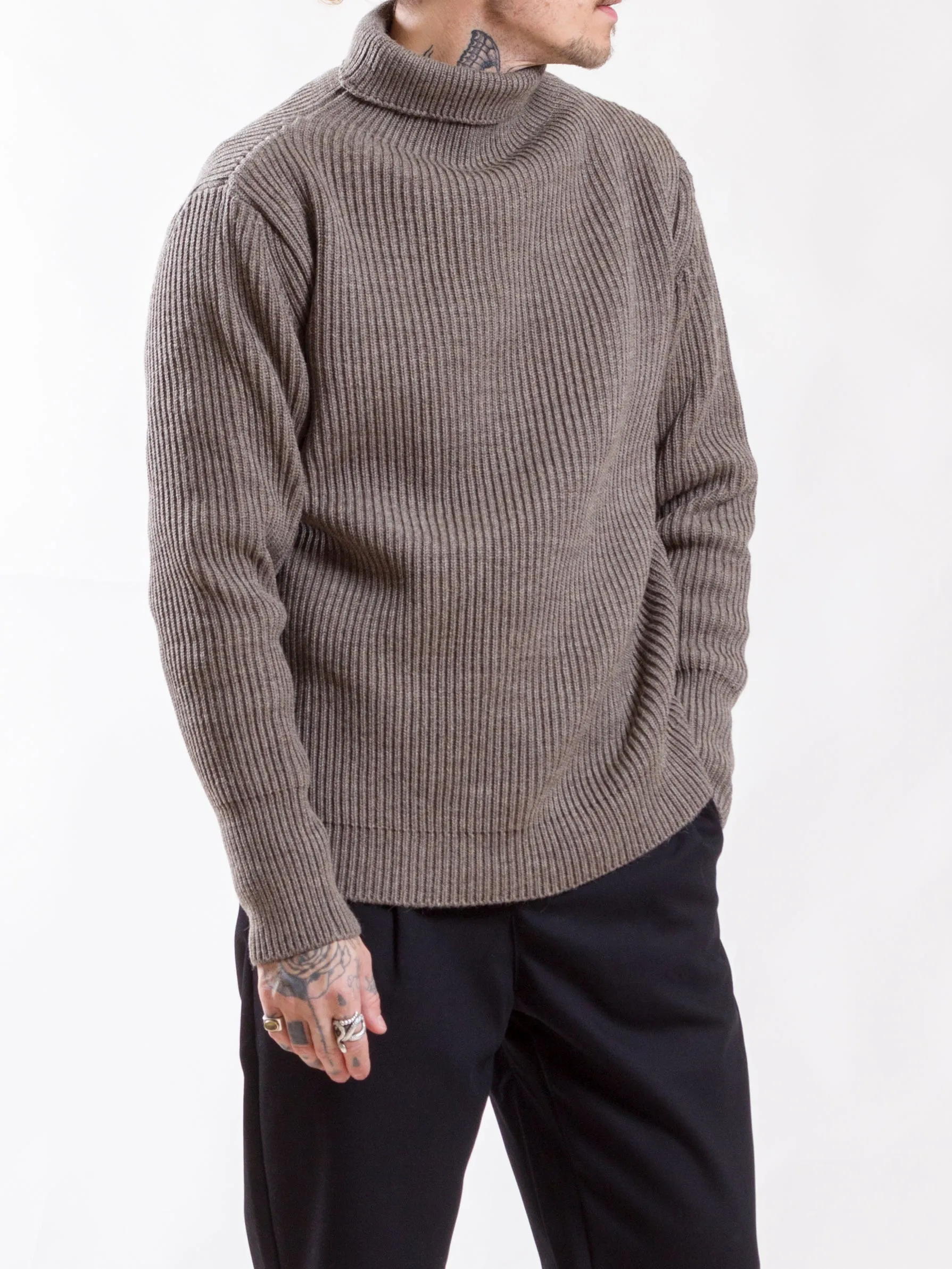 Andersen-Andersen, Navy Turtleneck, Natural Taupe