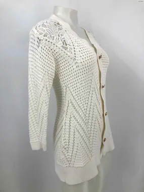 ANNE FONTAINE White Goldtone Crochet Cardigan Size SMALL (S) Sweater