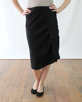 Asymmetric Ruche Alpaca Midi Skirt