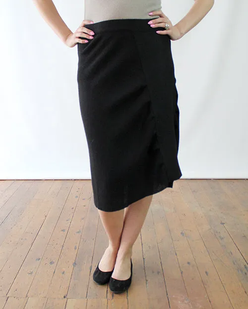 Asymmetric Ruche Alpaca Midi Skirt