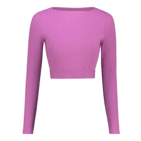 AVA RIB BOATNECK CROP TOP WITH LOGO ELASTIC PINK