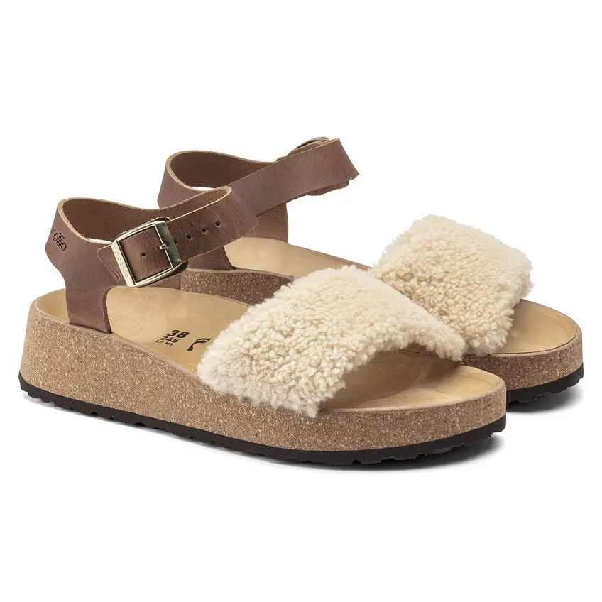 Birkenstock Women's Papillio Glenda Shearling - Eggshell Leather