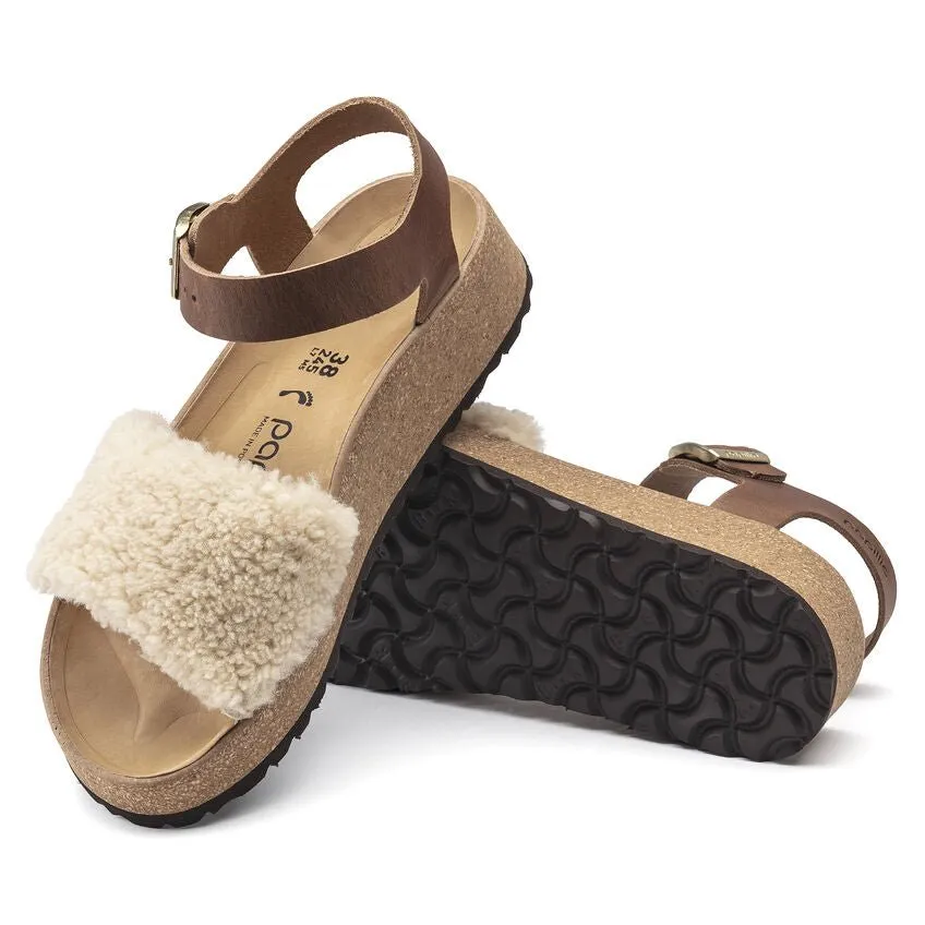 Birkenstock Women's Papillio Glenda Shearling - Eggshell Leather