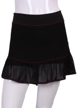 Black Mesh Ruffle Skirt Red Stitching