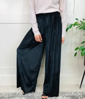 Black Sparkle Wide Leg Trousers