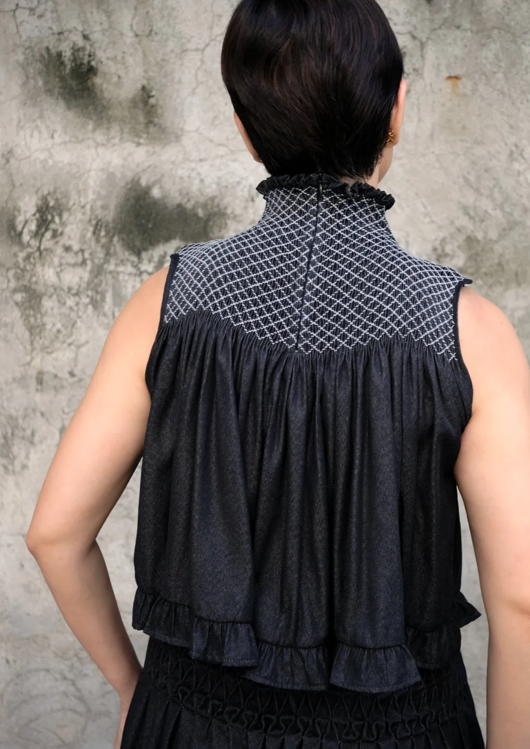 blaire top - black chambray