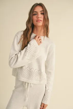 BORDER CROCHET KNIT TOP