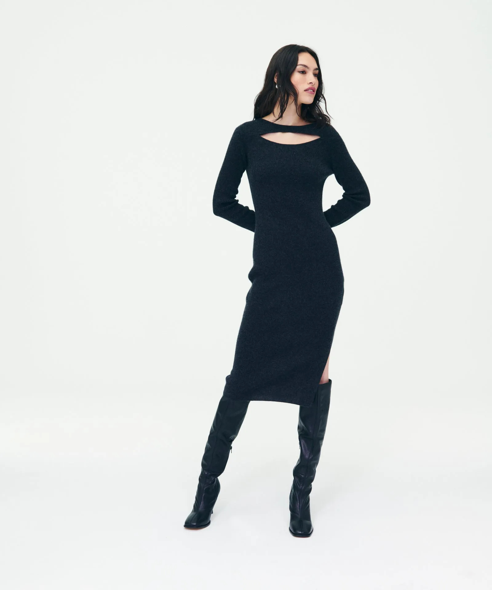 Cashmere Cut Out Reversible Midi Dress