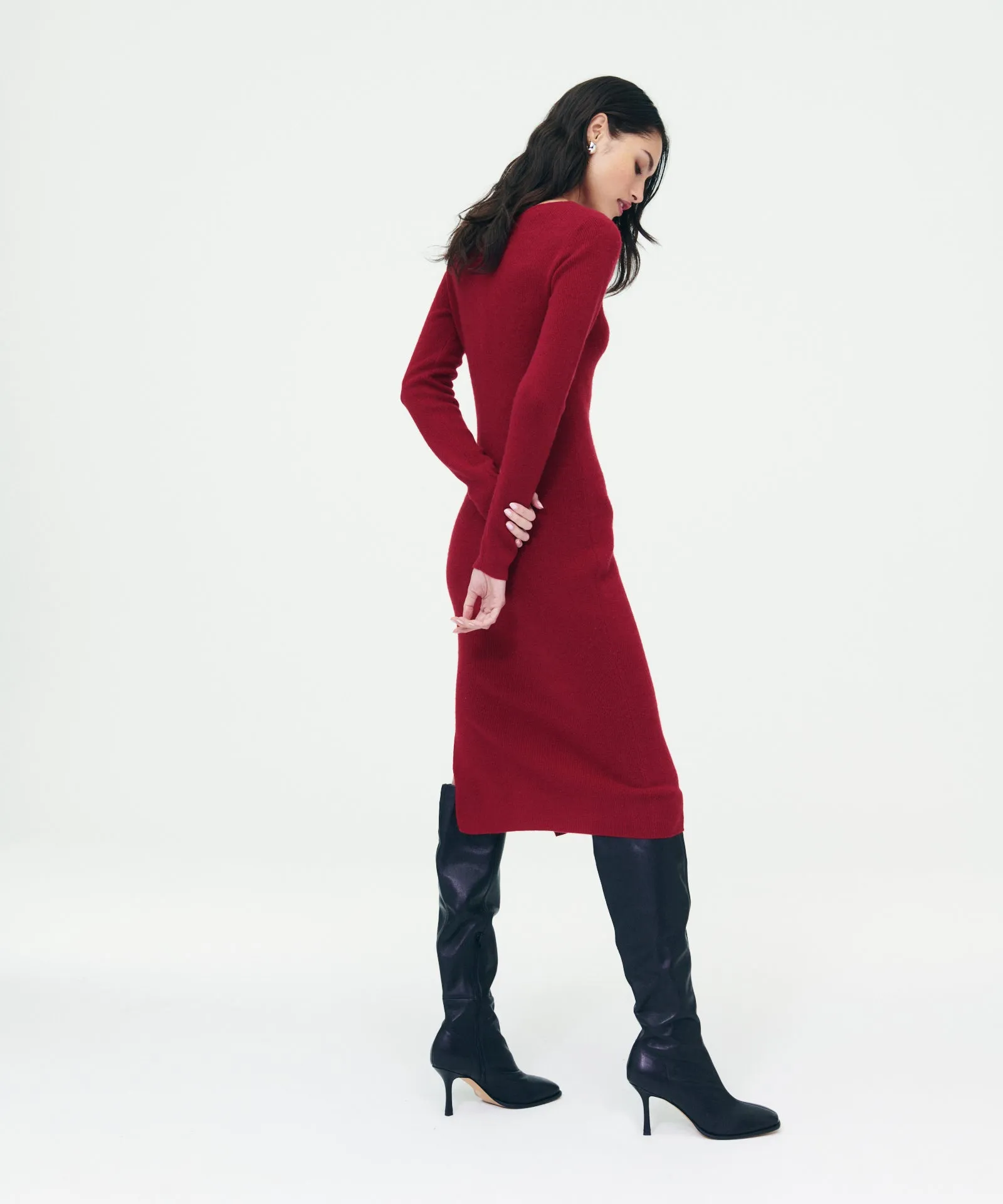 Cashmere Cut Out Reversible Midi Dress