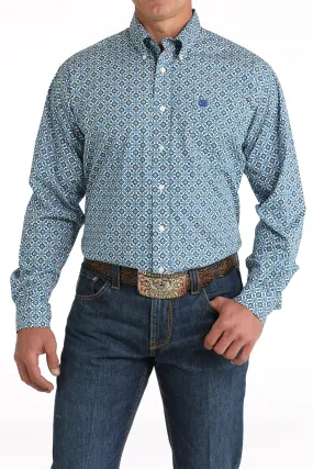 Cinch® Men's Blue Geoprint Long Sleeve Button Front Western Shirt