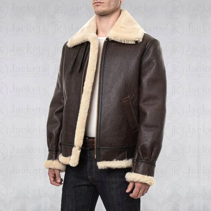 Classic B-3 Sheepskin Leather Bomber Jacket