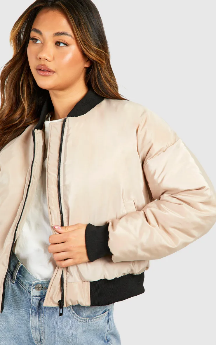 CONTRAST RIBBED BOMBER JACKET