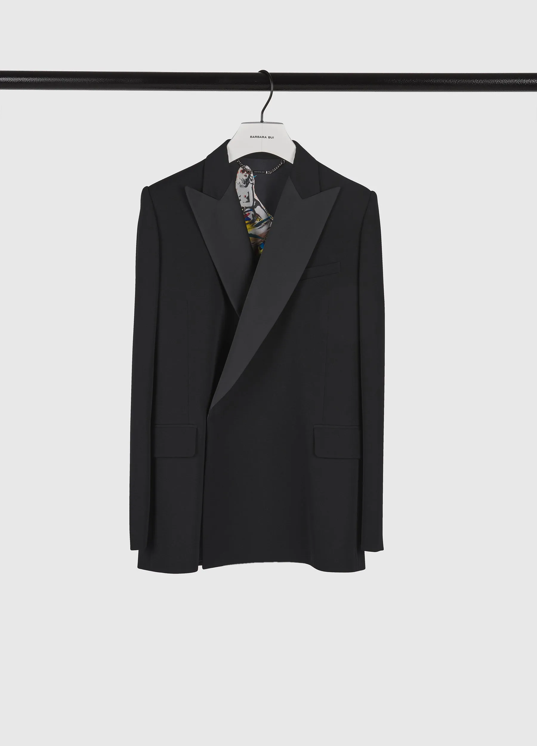 Double-breasted Grain de Poudre tuxedo jacket