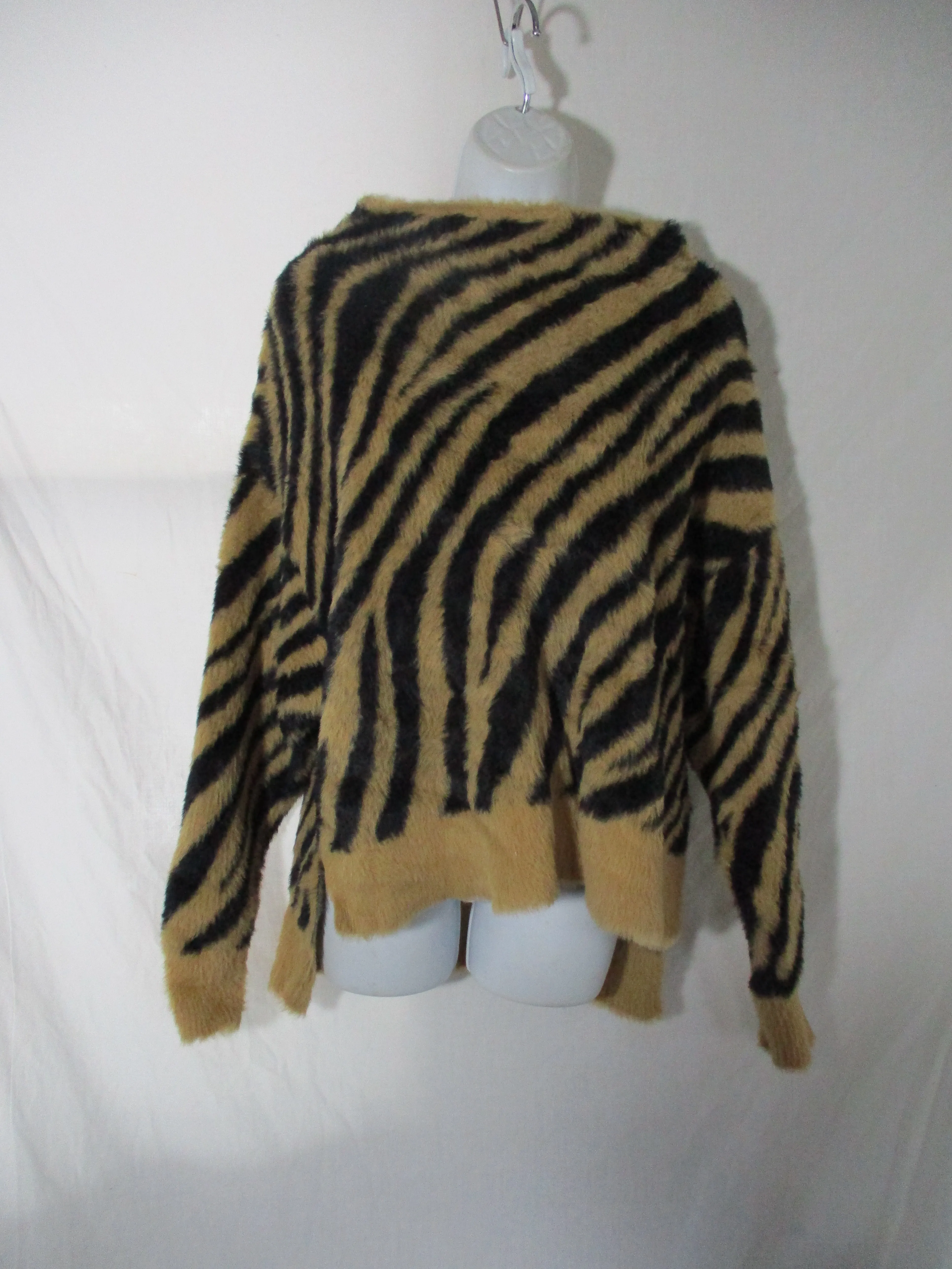 ENTHREAD TIGER ZEBRA STRIPE SWEATER Mockneck Pullover Top Boho XS Jungle Fashion