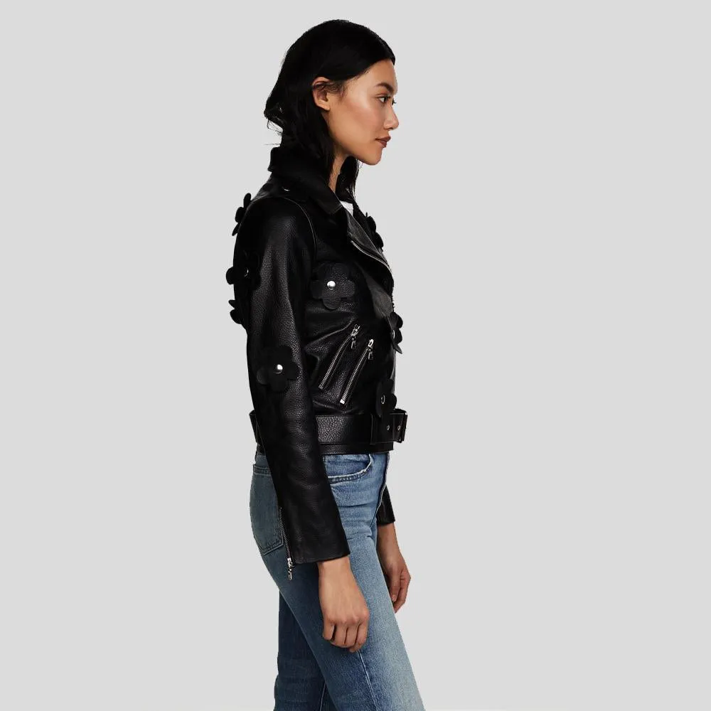 Florence Black Biker Leather Jacket