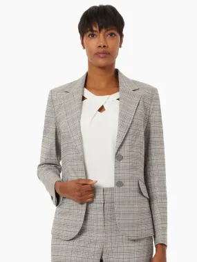 Glen Plaid Notched Collar Two-Button Blazer