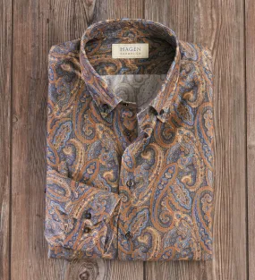 Long-Sleeve Hagen Paisley Cord Shirt in Versatile Design