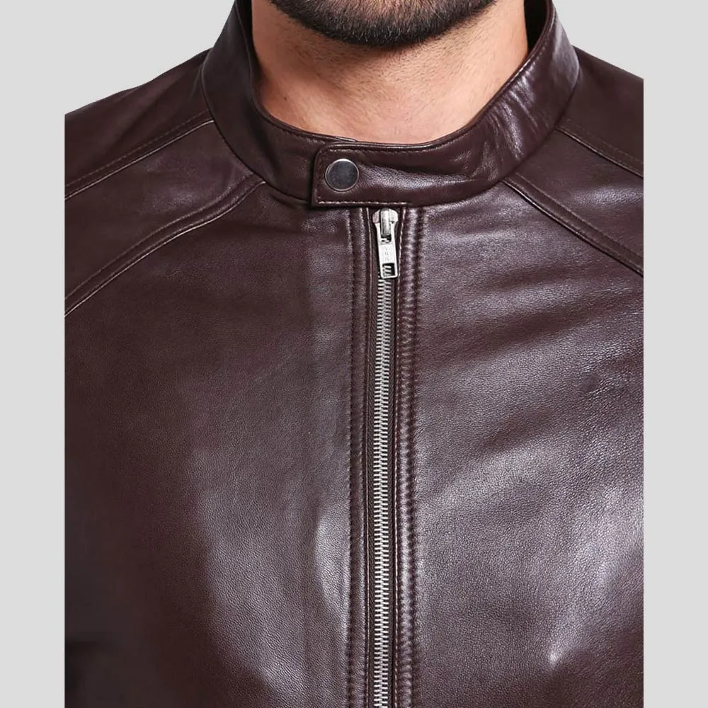 Joey Brown Leather Racer Jacket