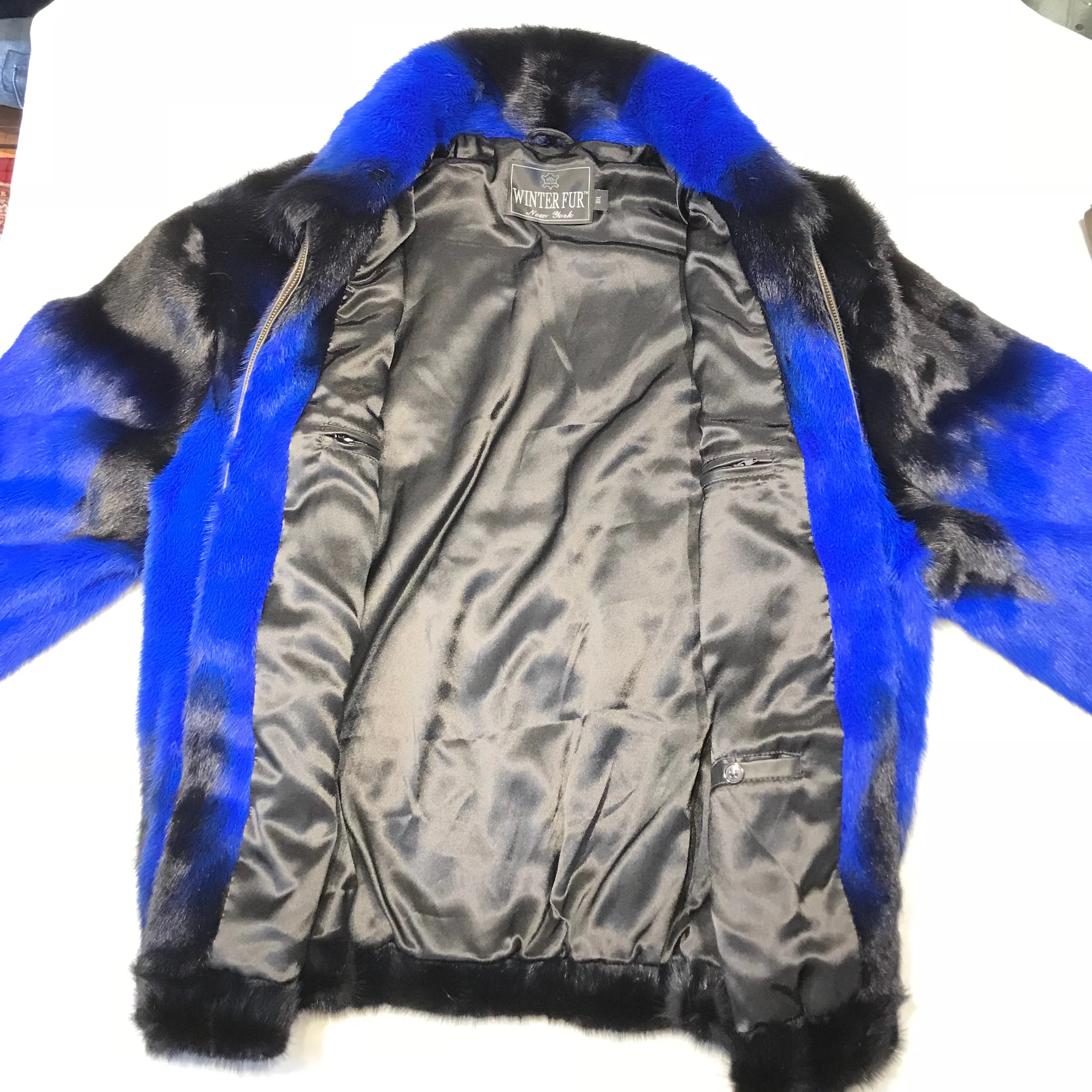 Kashani Blue Black Full Mink Fur Coat