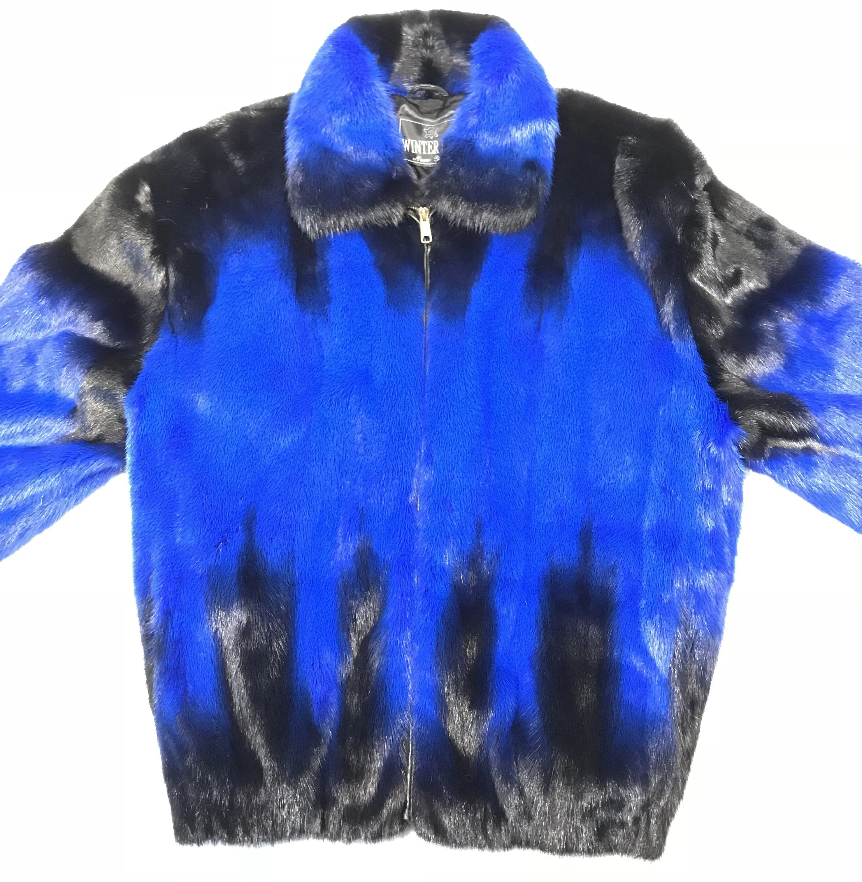 Kashani Blue Black Full Mink Fur Coat