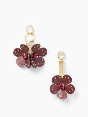 kate spade new york blooming bling leather asymmetrical earrings brown pink