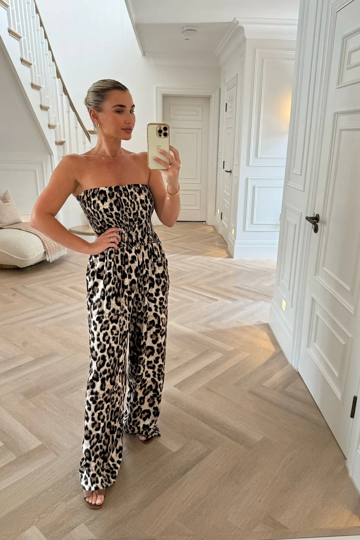 LEOPARD PRINT WIDE LEG JUMPSUIT