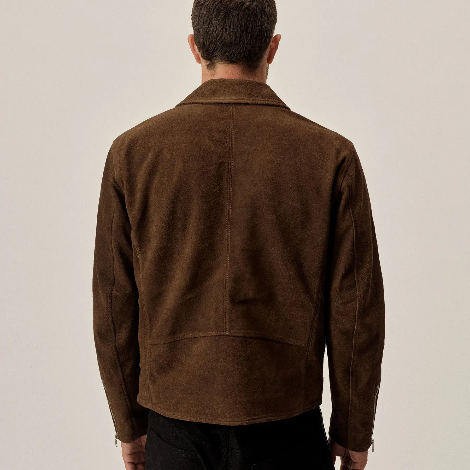 Men's  Brown Leather Suede Bomber Jeans Style Jacket