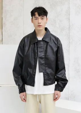 Oversized Faux Leather Flight Bomber Jacket