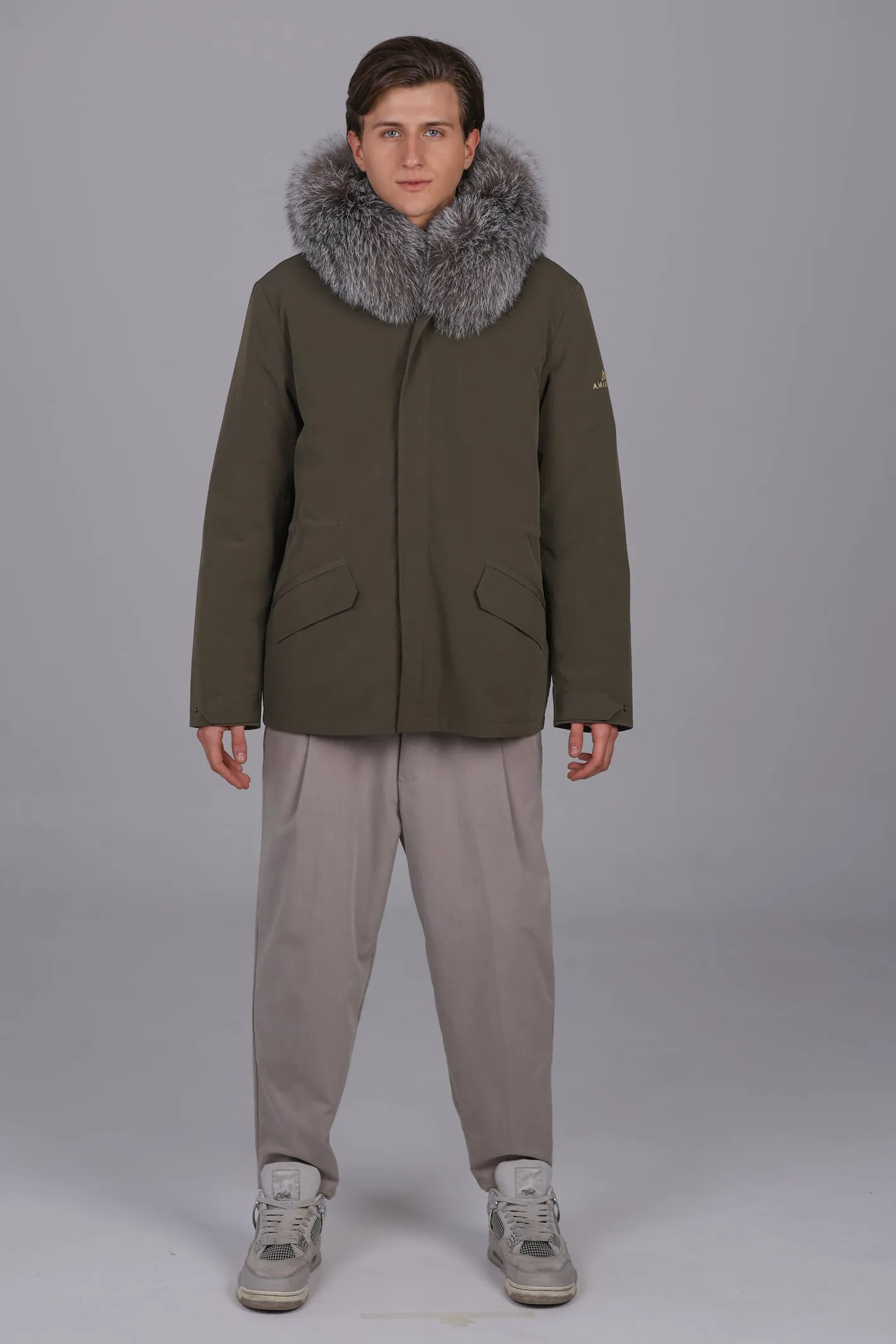 Parka corto in misto cotone impermeabile volpe frost e rex rabbit