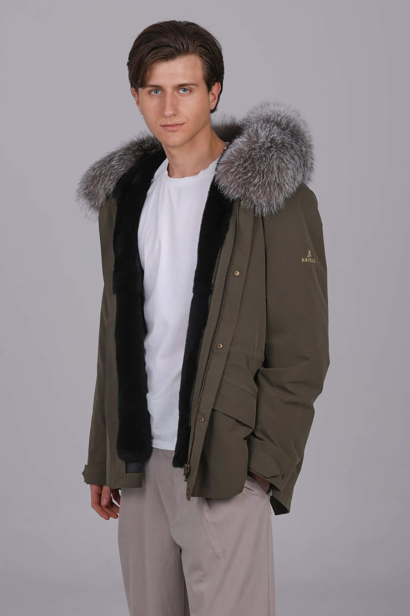 Parka corto in misto cotone impermeabile volpe frost e rex rabbit