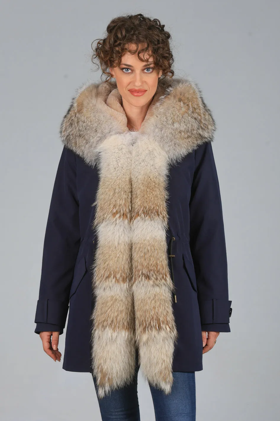 Parka in cotone tecnico impermeabile long coyote