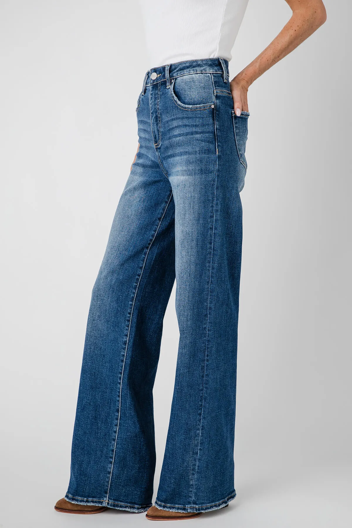 Maureen Risen High-Rise Wide-Leg Denim Jeans