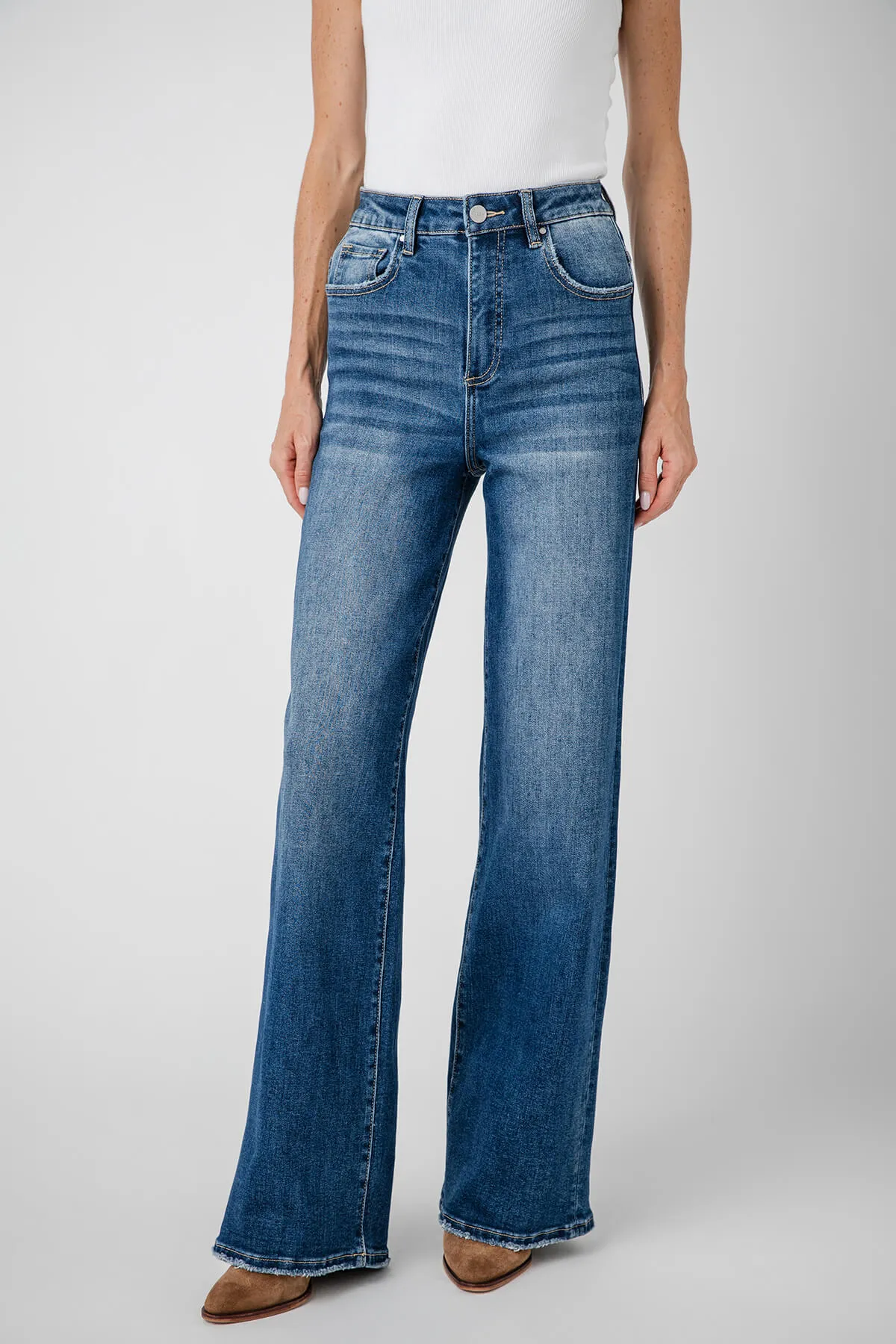 Maureen Risen High-Rise Wide-Leg Denim Jeans