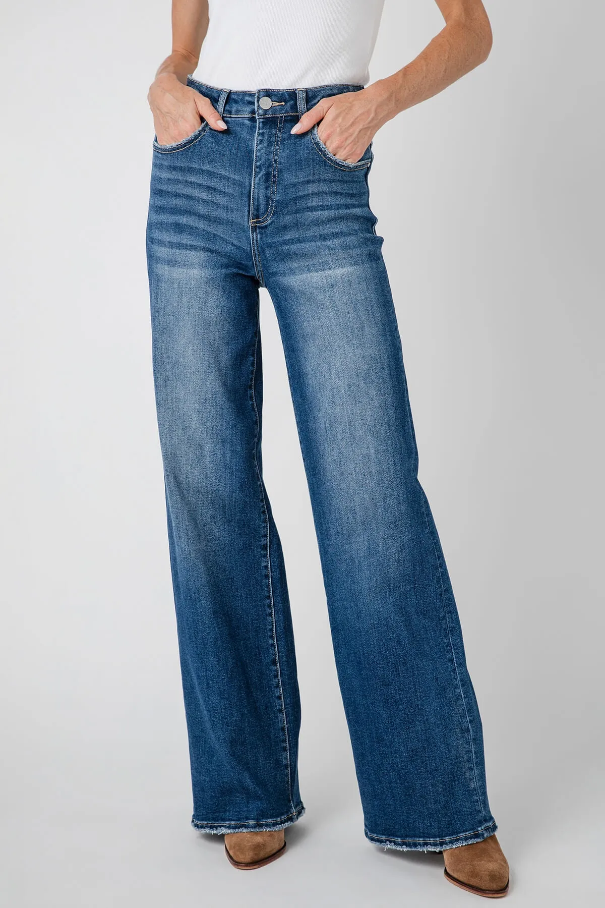 Maureen Risen High-Rise Wide-Leg Denim Jeans