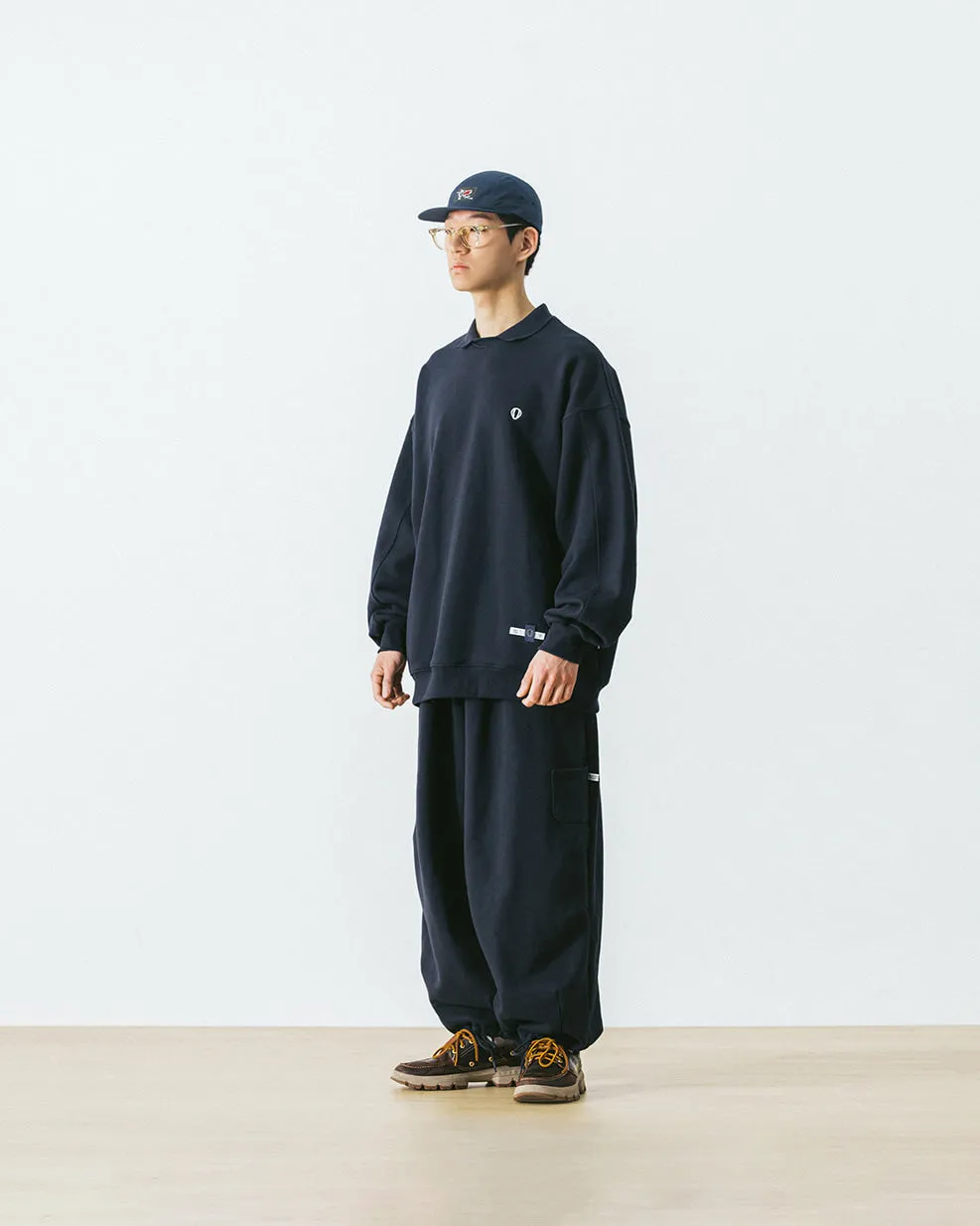 STRING HEAVY SWEAT BALLOON PANTS - NAVY