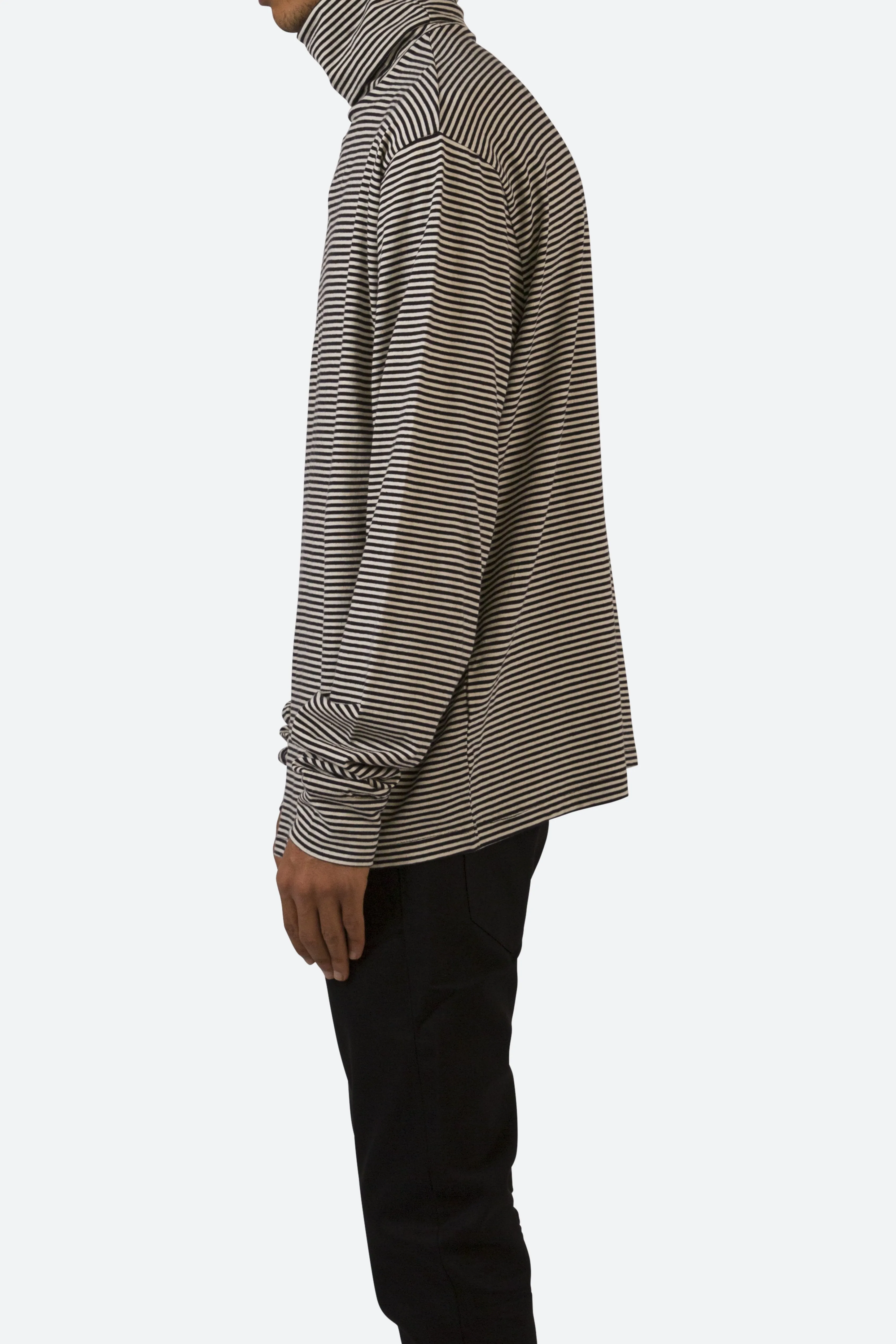 Striped Turtleneck L/S Tee - Black/White