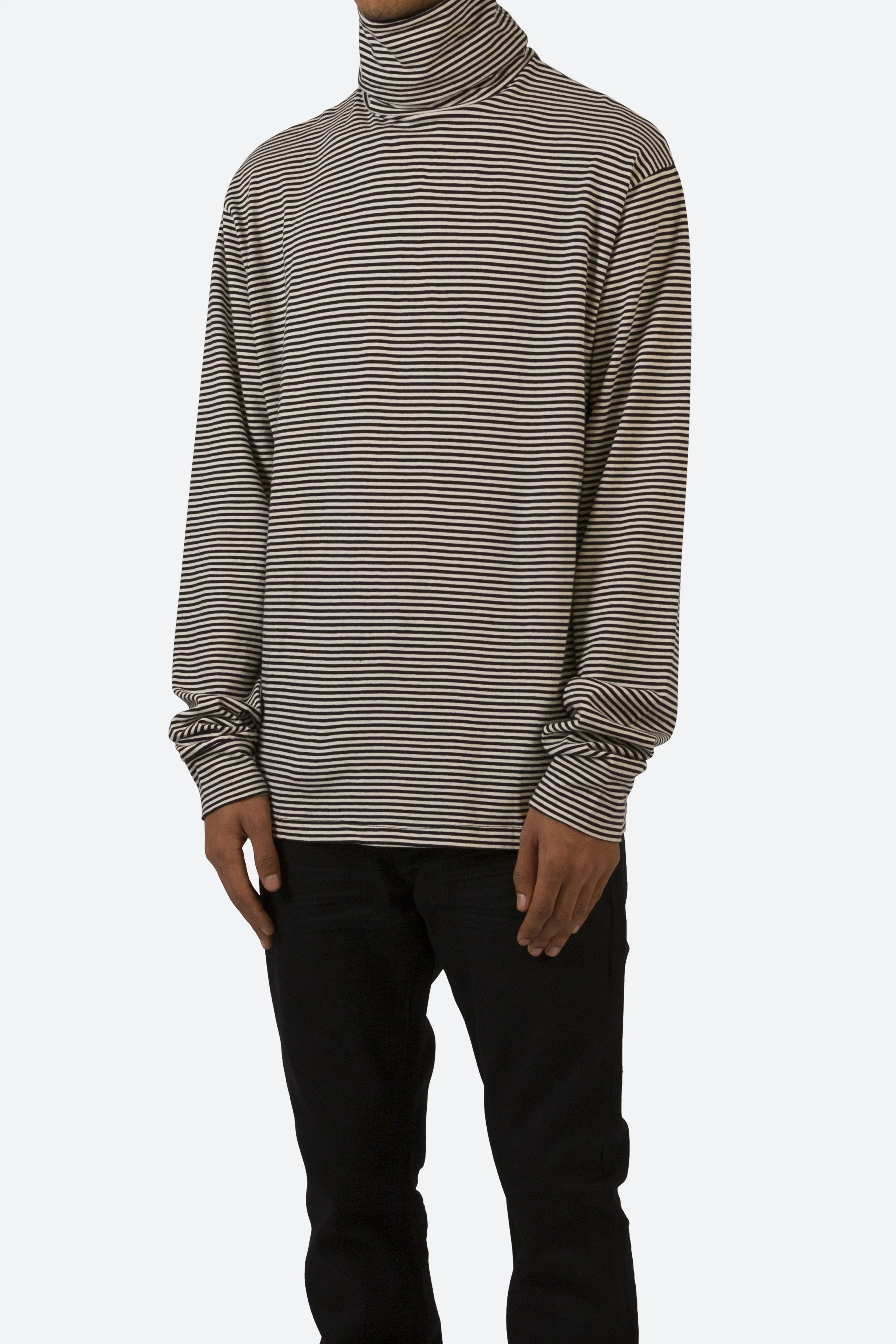 Striped Turtleneck L/S Tee - Black/White