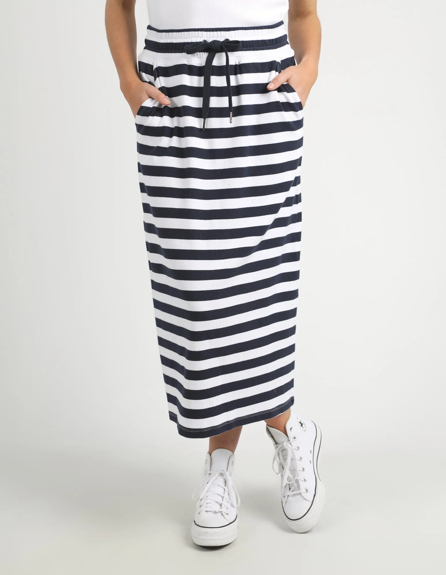 Sunset Stripe Skirt Navy