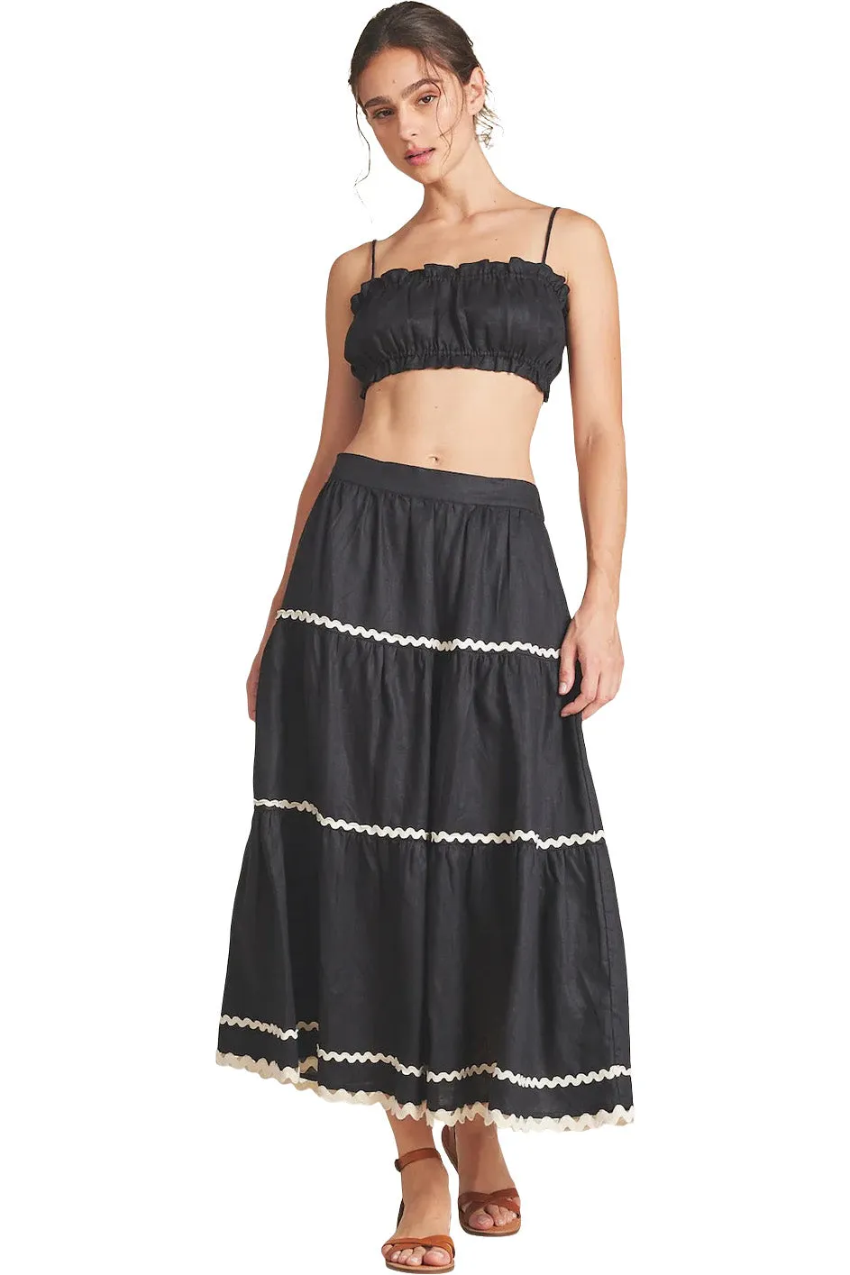 Trovata Birds of Paradis Makena "C" Skirt in Black